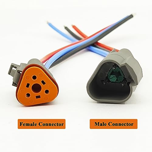 14 AWG 3 Pin DT Connector Waterproof Automotive Electrical Connector, Male and Female Way Auto Electrical Wire Connectors Harness for Car Truck Boat Motorcycle Trike Caravan - 6 Pack - style: 3 Pin-6 Sets