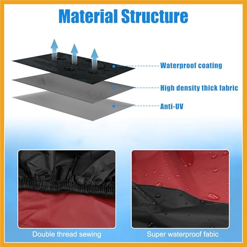 Motorcycle Cover Motorbike Full Cover Outdoor Rain Dust Protector 190T L Red Black for Touring Cruiser Scooters Universal Replacement