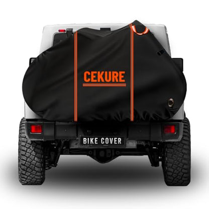 Heavy-Duty 600D, 1-2 Bikes Bike Cover Transport on Rack - Accident Proof Reflective Design Bike-Covers for 2 Bikes on Rear Bike Rack Ultra Waterproof Ebike Cover - size: 82x38x47 inches (Transport)