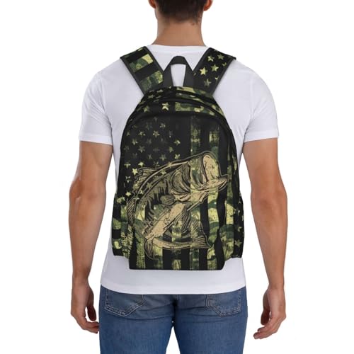 Camo Fish Backpack Bookbag Laptop Backpacks Multipurpose Daypack for Boys Girls School Men Women Travel Hiking - color: Camo Flag