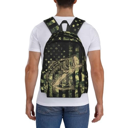 Camo Fish Backpack Bookbag Laptop Backpacks Multipurpose Daypack for Boys Girls School Men Women Travel Hiking - color: Camo Flag