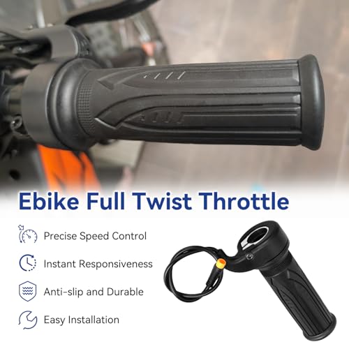 Universal 3 Pin Ebike Throttle Full Twist Compatible with Electric Bike Scooter Bicycle Motorcycle 12V 36V 48V 72V, 20X E Bike Throttle Grip Kit Replacement for Folding Mountain Bike Male