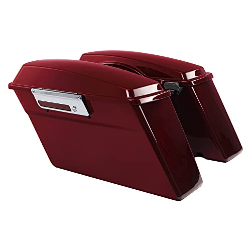 SLMOTO Hard Saddlebags Saddle bag Fit For Harley Electra Glide 1994-2013 12 Red Hot Sunglo - color: For Red Hot Sunglo