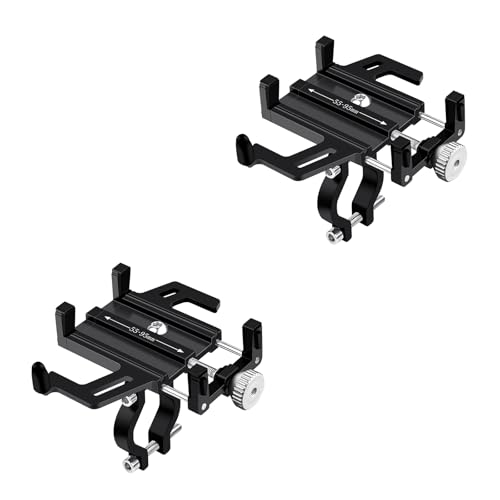 NineLeaf 2PK Bike Phone Mount Holder, Aluminum Motorcycle Phone Mount, Handlebar Mount Phone Holder 90°180°270°360°Rotating for Exercise Bike Ebike Scooter Camera Friendly Suitable for2.2-3.7" Phones - color: 2PK