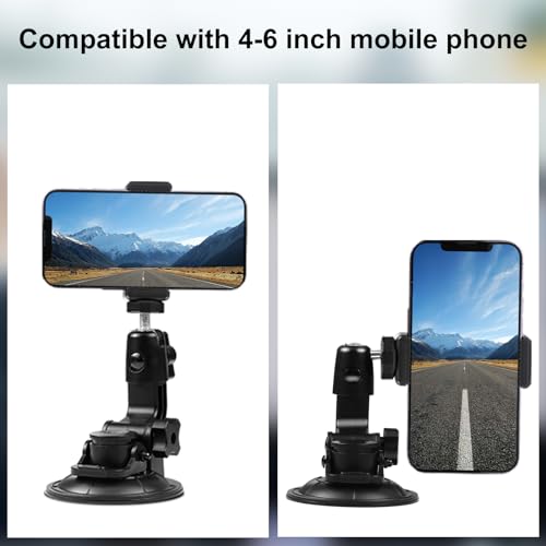PULUZ Car Suction Cup Mount for GoPro/Insta 360/DJI Osmo Action Camera Vehicle Window & Windshield Mount Holder Camera Mount with 2.3-3.3 inch Phone Clamp & Tripod Adapter - size: 9cm/3.5inch Suction Cup
