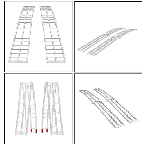 7.5FT Aluminum Ramps, Folding Loading Ramps, 3000 lbs Aluminum Alloy Loading Ramp, Trailers Ramp with Load Straps, for ATV/Motorcycles/Trucks, 89.8" Lx12 W, Set of 2, Silver