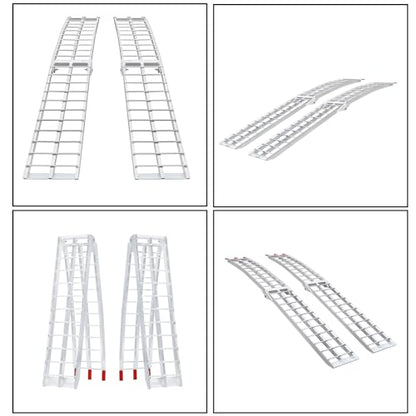 7.5FT Aluminum Ramps, Folding Loading Ramps, 3000 lbs Aluminum Alloy Loading Ramp, Trailers Ramp with Load Straps, for ATV/Motorcycles/Trucks, 89.8" Lx12 W, Set of 2, Silver