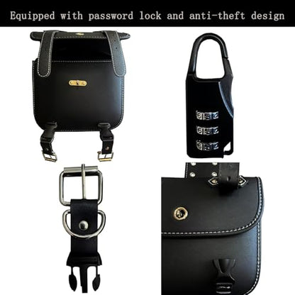 Faux Leather Motorcycle Saddlebags with Lock | fit Softail, Scooter Powersports & Cruisers, Throw Over Saddle Bags for Daily Commute or Long Trips 10.24x4.72x8.66 inches - size: Small Without Cup Bag
