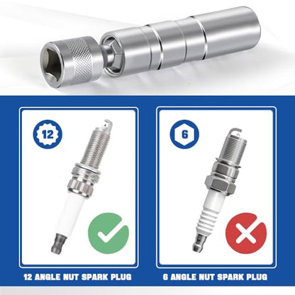 14mm & 16mm Spark Plug Socket, 3/8-inch Drive 12 Points 1mm Thin Wall Spark Plug Socket Removal Tool, Automotive Magnetic Swivel Spark Plug Socket Set, Car Accessories
