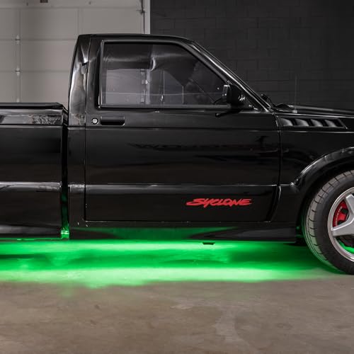 LEDGlow 6pc Green Flexible Truck Slimline LED Underbody Underglow Accent Neon Lighting Kit - 4 Unique Patterns - Water Resistant, Low Profile Tubes - Includes Control Box & Remote