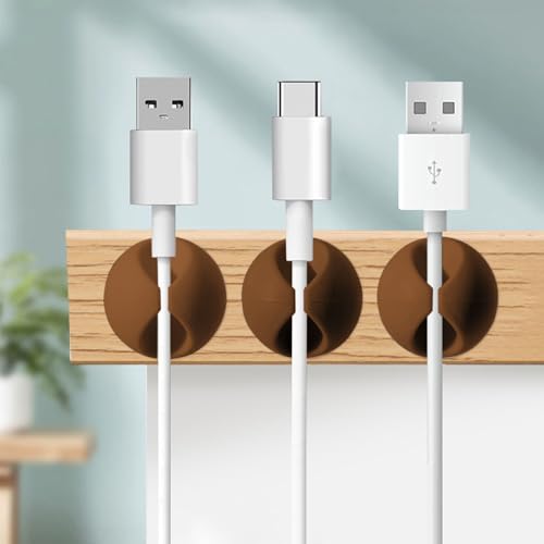 6 PCS Cable Clip Cord Organizer Single Slot Wire Holder for USB Charging Management Clips for Office Home Use (Coffee) - color: Coffee
