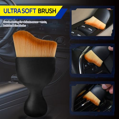 7PCS Car Detailing Brush Kit - Ultra Soft Boars Hair Car Interior Detailing Brushes, Includes 4 Different Brushes, Multi-use for Cleaning Interior or Exterior - Perfect Car Accessory Gift - size: 7PCS-A