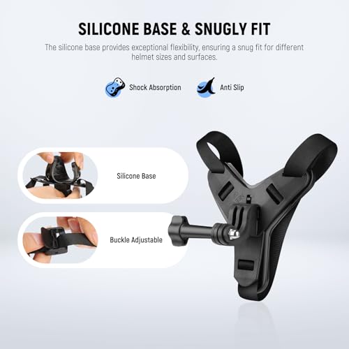 NEEWER Motorcycle Helmet Chin Camera Mount Strap, POV Vlog Accessories Kit for Video Recording Filming Compatible with GoPro Insta360 DJI AKASO Action Camera, GP-72