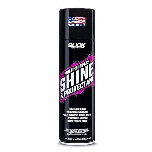 Slick Products Shine & Protectant Spray 17.35 FL OZ. - High Gloss Clear Coating Renew Vinyl, Plastic, Rubber, Trim, Tire, Engine, Car, Truck, Motorcycle, Dirt Bike - size: 1-Can (1 x 17.35-Fl. Oz. Can)