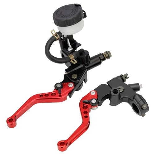 Motorcycle Brake Pump Lever 7/8" 22mm Brake Hydraulic Master Cylinder Reservoir Clutch CNC Left & Right Set Universal Replacement for Harley Honda Kawasaki Suzuki Yamaha (Red) - color: Red