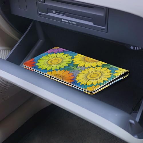 GuoChe Pu Leather Registration and Insurance Card Holder Men Women Document Wallet for any Car, Truck, Motorcycle, Trailer or Boat Rainbow Sunflower Lgbtq Flag Pride Month - color: 16