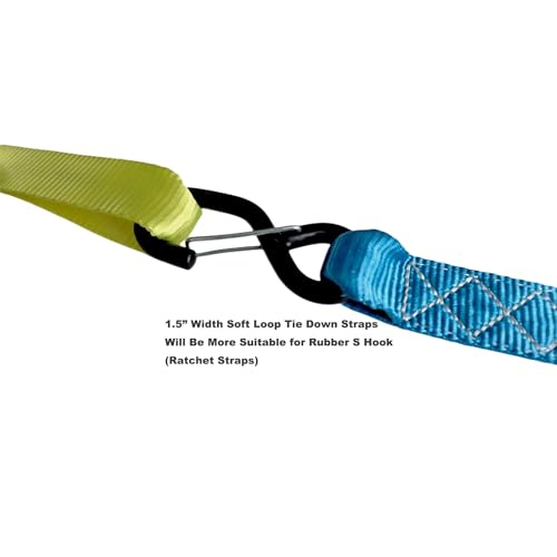 Soft Loop Tie Down Straps (4PK) Heavy Duty Motorcycle Tie Down Straps Loop Straps 1.5” x 18” x 10,000 LBS for ATV, UTV Trailer - color: Yellow