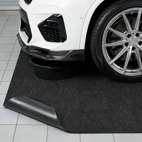 2 Pack 36" x 60" 0.12" Thick Oil Spill Mat Garage Rubber Mats for Floor – Black Water & Oil-Absorbent, Non-Slip, Easy to Clean, Reusable & Cut-to-Fit Mat for Oil Pan, Car, Motorcycle, Driveway