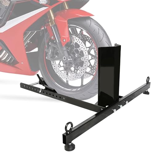 ECOTRIC Motorcycle Wheel Chock Stand Upright 1800lb Capacity, Adjustable Motorcycle Front Tire Stand Chock for Trailer Truck Garage Fit for Most Motorcycles Tire Size 15"-22" Wheels - color: Black 1800 lbs