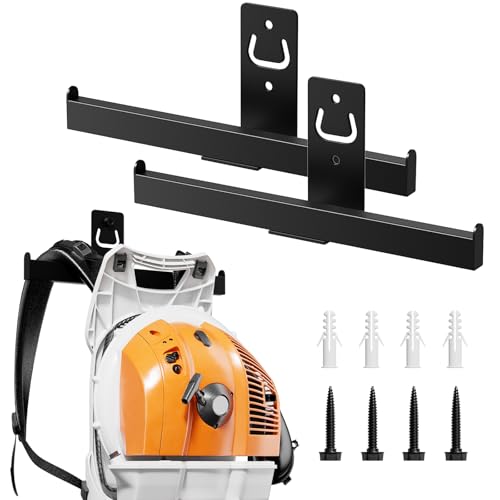 Backpack Leaf Blower Hanger, Backpack Sprayer Wall Mount,Heary Duty Chainsaw Blower Storage Organizer Holder for Garage Storage, Weed Eater Hanger, Lawn Care Accessories, 2 Packs - color: Black 2 Packs