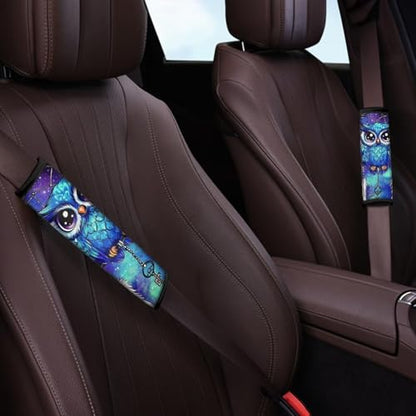 GIFTPUZZ Owl 2 Pack Soft Auto Seat Belt Cover Universal Bag Backpack Shoulder Straps Covers Seatbelt Shoulder Pad for Most Auto SUV Van Sedan - color: Owl
