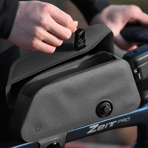 Rhinowalk Bike Frame Bag with Magnetic Flap Waterproof Bicycle Top Tube Bag Bikepacking Cycling Tools Storage Bag for MTB Road Bike - color: Black