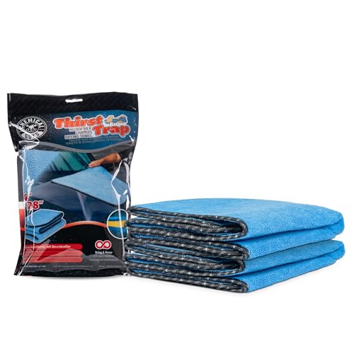 Chemical Guys Thirst Trap Microfiber Chamois Towel, Safe for Cars, Trucks, SUVs, RVs, Motorcycles, & More, 24"x28" (Blue) 2 Pack - size: 2 Pack