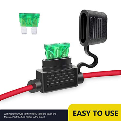 MCIGICM 12 AWG Inline Fuse Holder with 30A ATC/ATO Blade Fuse, 5 Pack | Standard Blade Fuse, Automotive, Marine, Golf Cart Lighting, Electrical Circuits