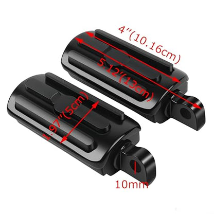 Motorcycle Footrests 10mm HighWay Foot Pegs Fits For Harley Davidson Touring Sportster Dyna Black - color: Black#8
