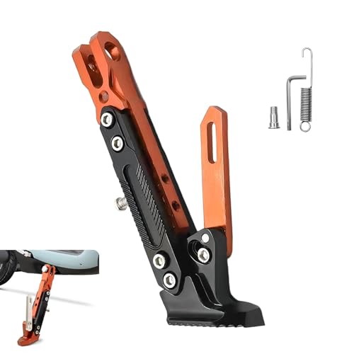 1 PC Motorcycle Kickstand, Height Adjustable CNC Alloy Side Stand with Non-slip Foot, Replacement Tripod Holder, Universal for Scooter Dirt Pit Bike (Orange) - color: Orange
