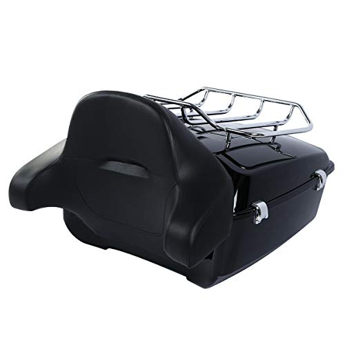 SLMOTO King Tour Trunk Backrest, Detachables Two-Up Mounting Rack 13.7" King Pack Trunk Passenger Wrap Backrest Luggage Rack Fit for Harley Road King Glide Street Glide 14-2025 - color: AStyle #08