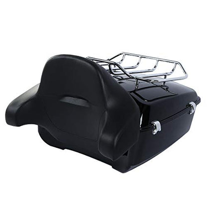 SLMOTO King Tour Trunk Backrest, Detachables Two-Up Mounting Rack 13.7" King Pack Trunk Passenger Wrap Backrest Luggage Rack Fit for Harley Road King Glide Street Glide 14-2025 - color: AStyle #08