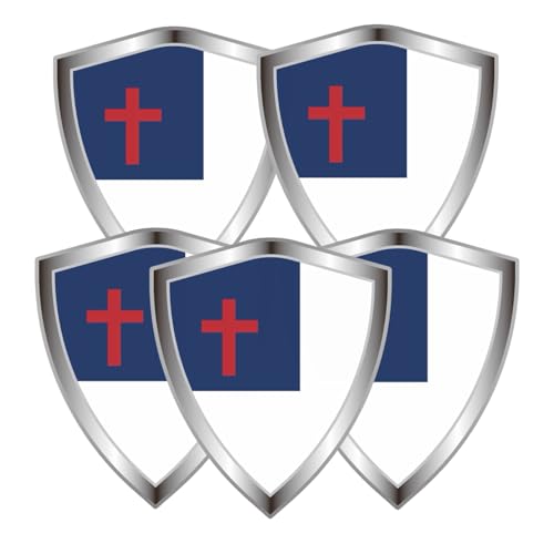 Christianity Flag Decal Sticker - Christian Flags Shield Shape Reflective Vinyl Car Stickers - for Car Window Bumper Laptop Waterproof Sticker (5Pcs) - color: Christianity