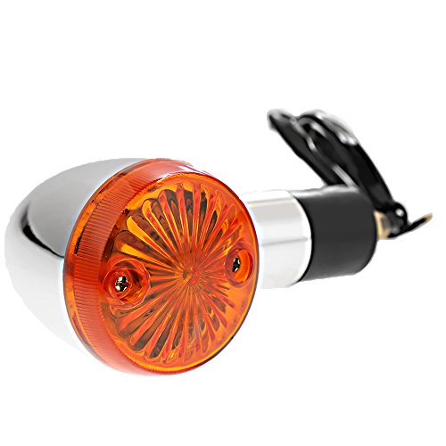 Saihisday Motorcycle Turn Signal Lights Chrome Bullet 12V Universal Motorcycle Front Rear Blinker Indicator Replacement for Honda Yamaha Suzuki Harley(Amber)
