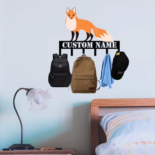 Custom Fox Coat Rack Wall Hanger, Fox Wall Hooks for Keys, Kid Clothes, Coats, and Animal-Themed Decor (Fox Keys Holder) - color: Fox Keys Holder