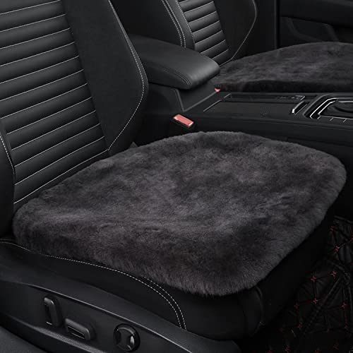 Genuine Sheepskin Car Seat Cushion Natural Fur Wool Seat Cover for Cars Trucks SUV Soft Comfort Office Chair Protector Pad Car Accessories Universal Fit - color: Carbon Gray