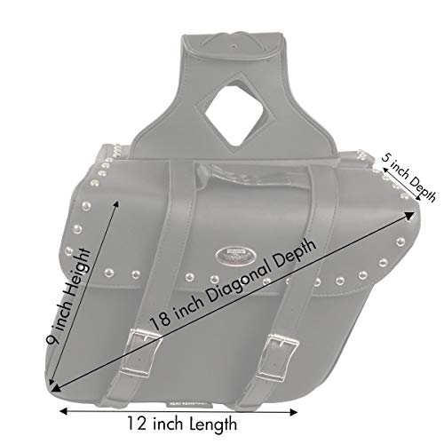 Milwaukee Leather Studded Throw-Over Motorcycle Saddlebags – Synthetic Leather – Universal Fit – Zip-Off - Large - color: SH579ZB-BLACK, size: Large