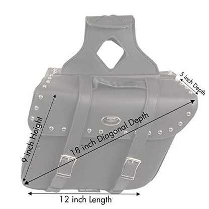 Milwaukee Leather Studded Throw-Over Motorcycle Saddlebags – Synthetic Leather – Universal Fit – Zip-Off - Large - color: SH579ZB-BLACK, size: Large