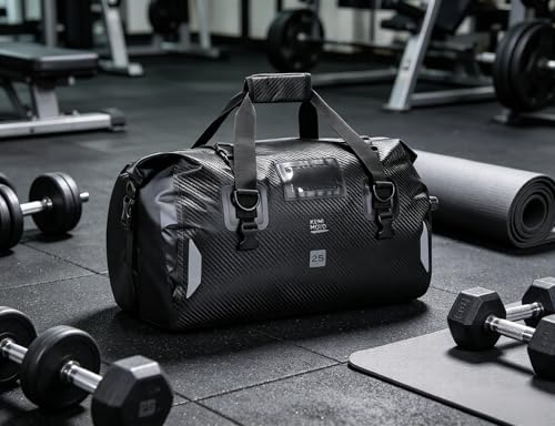 KEMIMOTO Waterproof Motorcycle Dry Bag – Duffle Tail Bag Soft Luggage, 25L/40L/65L Large Capacity with 4 Quick-Release Straps, Dustproof for Touring, Adventure, Motorcycling & Camping Black - size: 25L