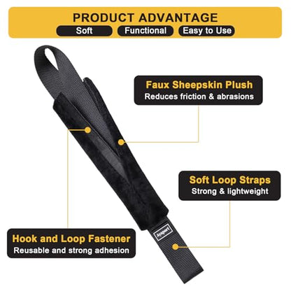 Ayaport Soft Tie Cover Set Include 4 pcs Synthetic Sheepskin Plush Covers and 4 pcs Soft Loop Tie Down Straps for Protecting Motorcycle, Dirt Bike, ATV, UTV etc. 1.5"x18" - size: 1.5"x18“