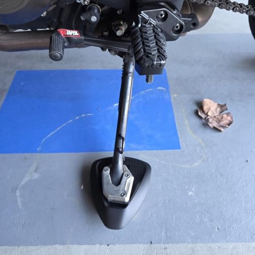 Universal Motorcycle Kickstand Pad Plate- Heavy Duty Anti-Sinking Kickstand Support Plate for Soft Ground, Grass, Hot Pavement - Outdoor Parking Essential Safety Accessory - Black (1)