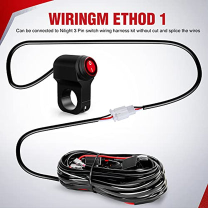Nilight Motorcycle Handlebar Switch Plug and Play 12V ATV Light Push Button Waterproof ON Off Switches for UTV Driving Lights- Fits 7/8" Handlebars (22mm) - color: Motorcycle Handlebar Switch