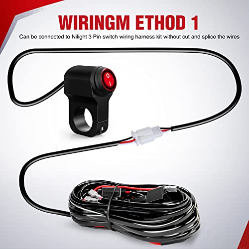 Nilight Motorcycle Handlebar Switch Plug and Play 12V ATV Light Push Button Waterproof ON Off Switches for UTV Driving Lights- Fits 7/8" Handlebars (22mm) - color: Motorcycle Handlebar Switch
