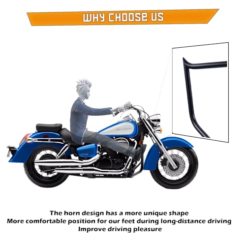 Kinglemc Crash Bar Engine Guard Highway Bar for Honda 750 VT750 VT750C VT400 Shadow Aero Phantom Spirit (Updated-Black) - color: Updated-Black