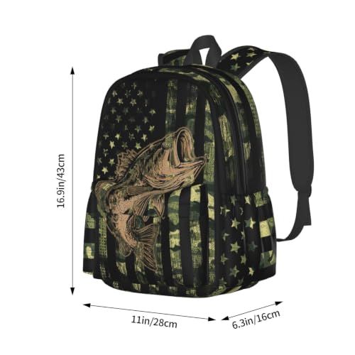 Camo Fish Backpack Bookbag Laptop Backpacks Multipurpose Daypack for Boys Girls School Men Women Travel Hiking - color: Camo Flag