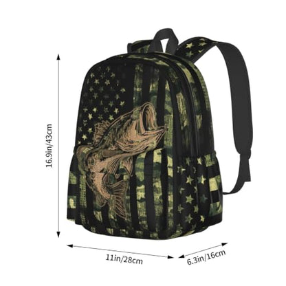 Camo Fish Backpack Bookbag Laptop Backpacks Multipurpose Daypack for Boys Girls School Men Women Travel Hiking - color: Camo Flag