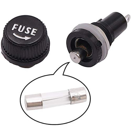 Tnisesm 8 Pcs Panel Mounted 5x20mm Screw Cap Fuse Holder Socket AC 250V 10A/AC 125V 15A Black with 8 Pcs Glass Tube Fuse(10A+15A) - color: 8PCS