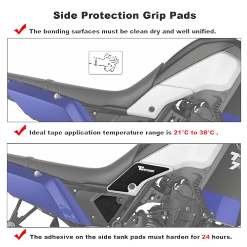 For Yamaha Tenere 700 T700 XTZ 700 XTZ 690 2019 2020 2024 Side Fuel Tank Pad Tank Pads Protector Stickers Decal Gas Knee Grip Traction Pad Tankpad