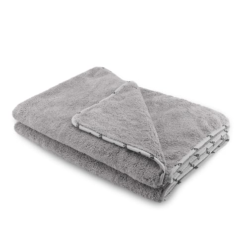 SPTA Drying Towel, Car Wash Drying Towel for Car wahing, Highly Absorbent, 1Pack Large Microfiber Towel Without Scratches or Water Spots, 26.4 x 38.2 inch, Grey-MT035