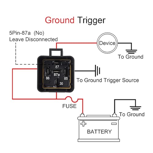 Waterproof Relay Kit, 12V 40A/30A, 5 Pin SPDT, Heavy Duty 14 AWG Tinned Copper Wires Automotive Relay and Harness Set for Automotive Car Marine Boat - size: 12V 5Pin